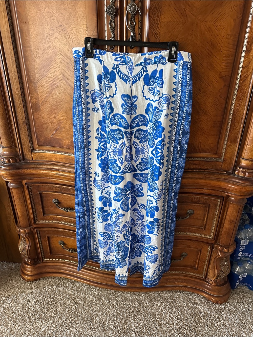 Blue and White Floral Maxi Skirt - Women